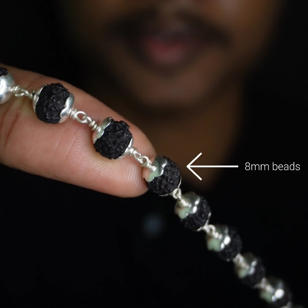 Black Rudhrasham Malai 8mm 54 Beads with cap