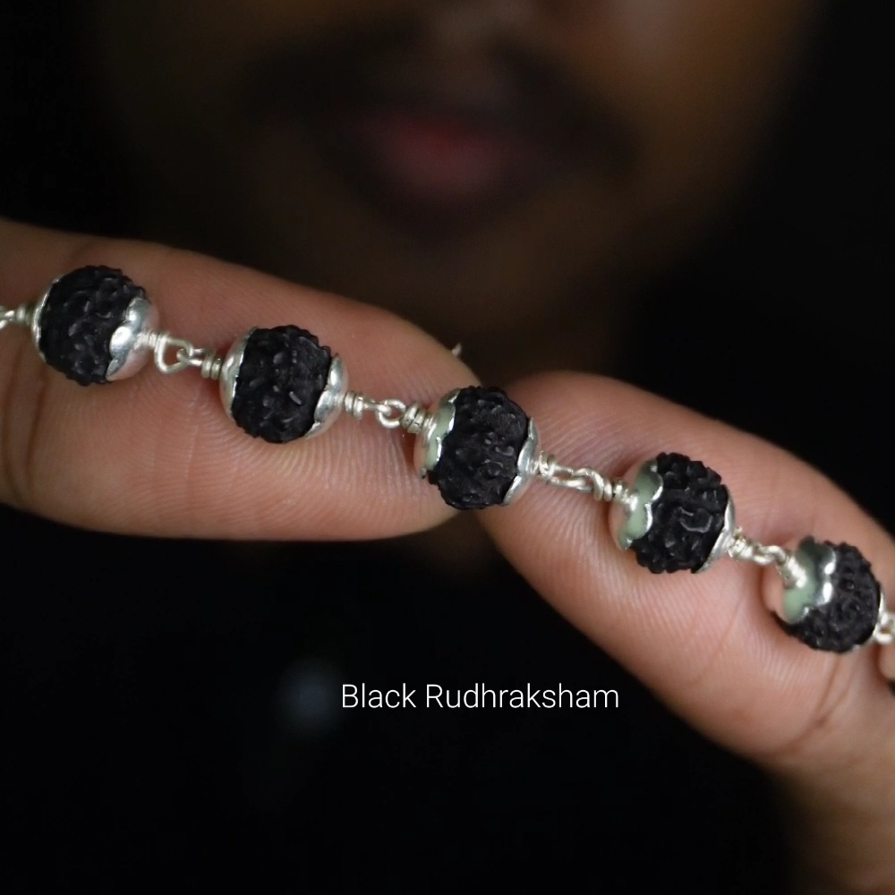 Black Rudhrasham Malai 8mm 54 Beads with cap