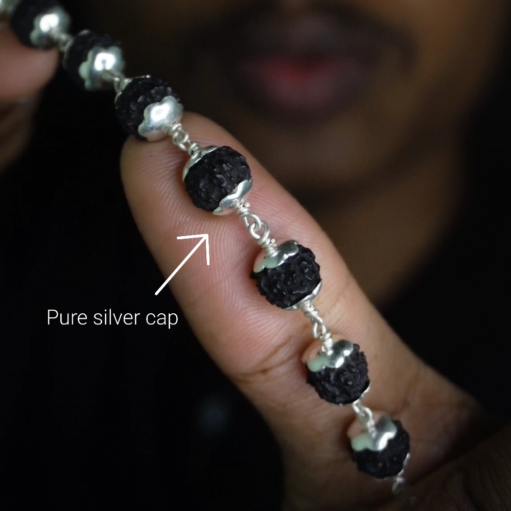 Black Rudhrasham Malai 8mm 54 Beads with cap