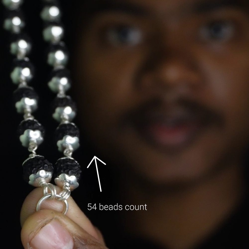Black Rudhrasham Malai 8mm 54 Beads with cap
