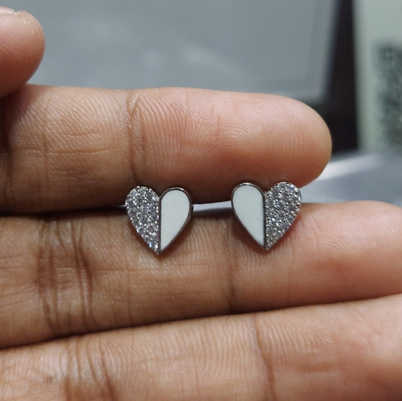 White hear with half stone stud