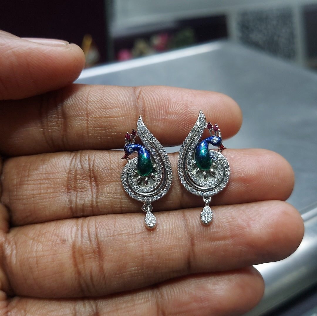 Peacock with single drop stud