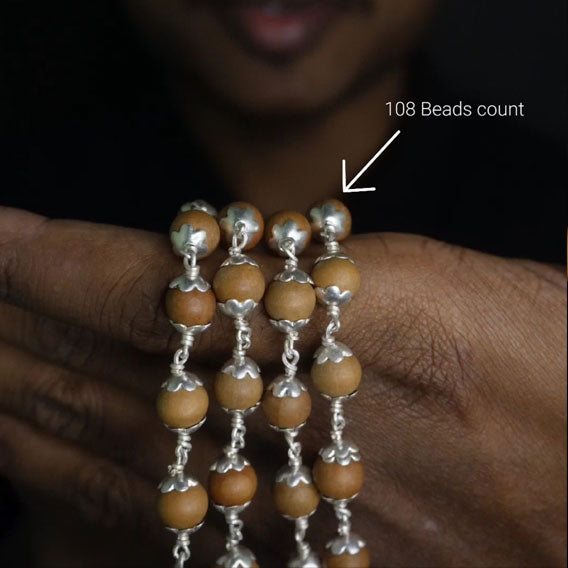 Sandhanam Malai 8mm 108 Beads with cap