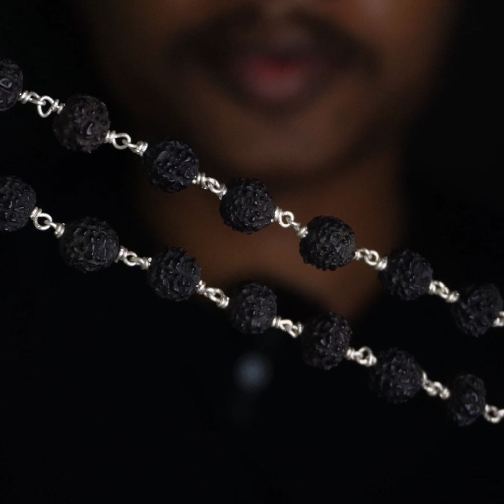 Black Rudhraksham malai 8mm 54 without cap