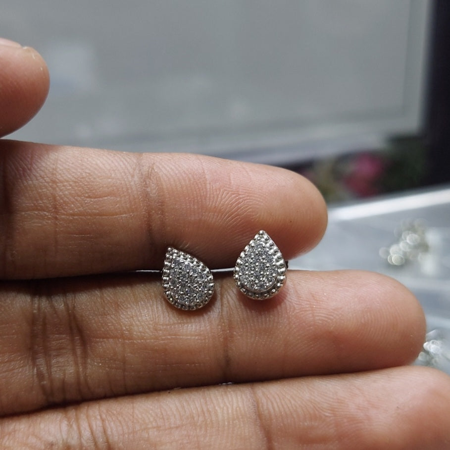 Water drop full white stone stud