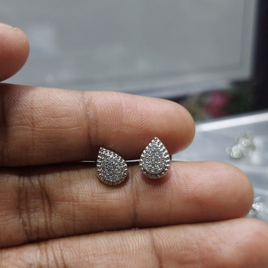 Water drop full white stone stud