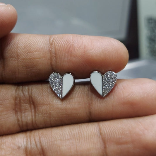 White hear with half stone stud