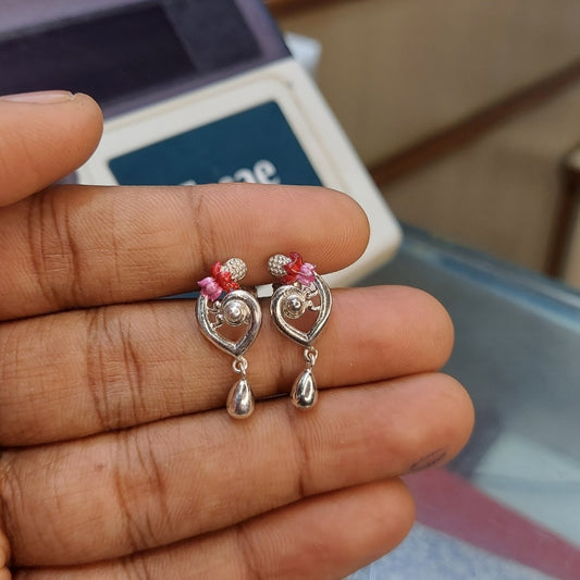 Heart in with silver drop stud