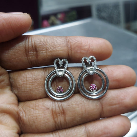 Dual rounded rose stoned stud