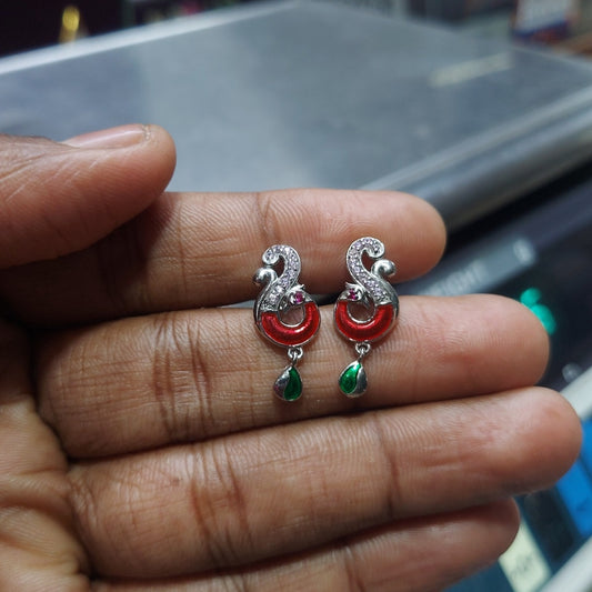 Dark red bird in "s" pattern stud