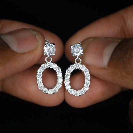 Hollow zircon drops stud