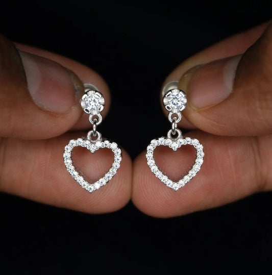 Heart drop earrings danglers stud