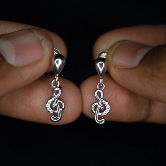 Musical notes treble clef tiny stud