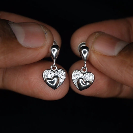 Double heart pattern with micro stone
