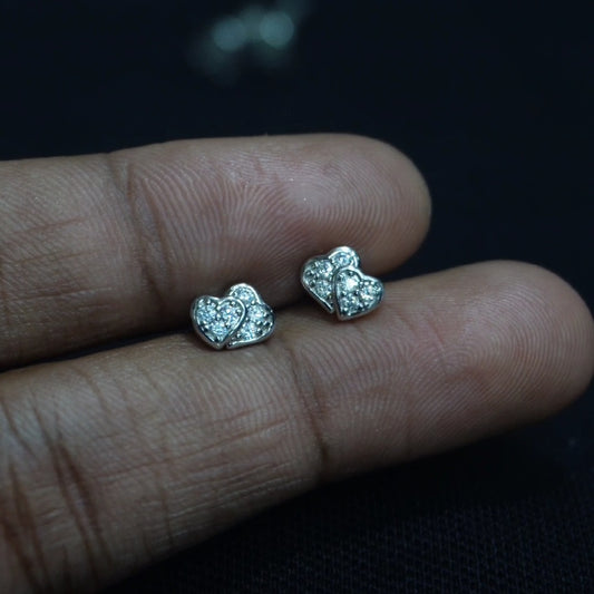 double heart studs