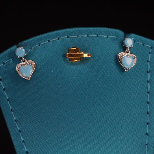 Sky blue stone with heart shaped drops